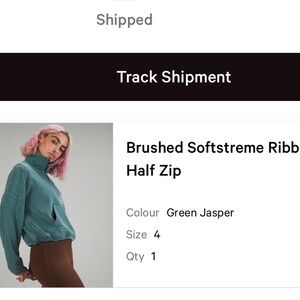 Lululemon Brushed Softstreme Ribbed Half Zip in Green